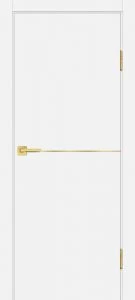 Межкомнатная дверь P-19 AL золотой молдинг Белый матовый